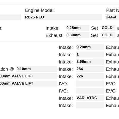 Kelford Cams Nissan RB25DET NEO R34 Camshafts - 244-A