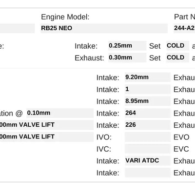 Kelford Cams Nissan RB25DET NEO R34 Camshafts - 244-A2