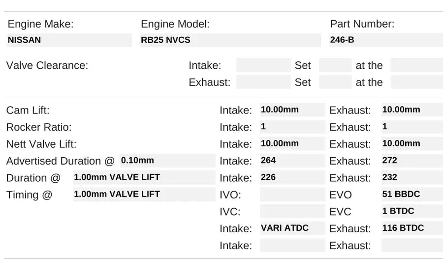 Kelford Cams Nissan RB25DET NVCS R33 Camshafts - 246-B