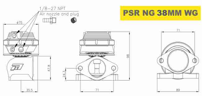 Pulsar PSR New Gen 38mm 2-Bolt External Wastegate Black 744323800 product image