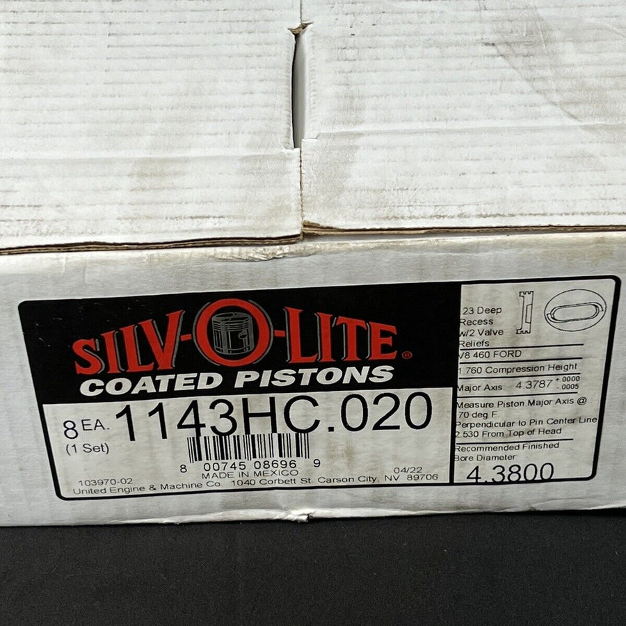 Ford 460 BBF Silvolite Piston Set 1143HC.020 4.380