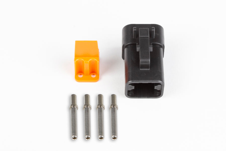 Haltech HT-031201 Plug and pins only Male Deutsch DTP-06-4S Black connector (25A