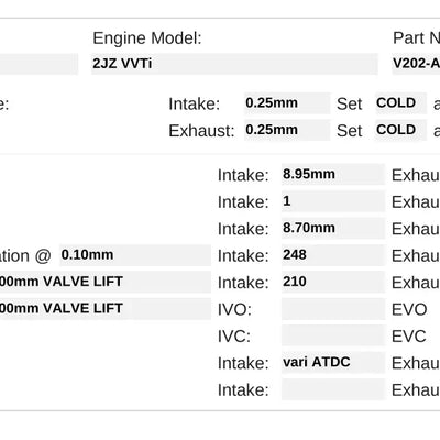 Kelford Cams V202-A Toyota camshafts