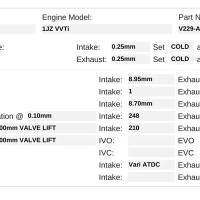 Kelford Cams V229-A Toyota camshafts