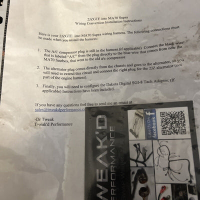Tweak Performance Engine Harness 1JZ-GTE and 2JZ-GTE Engine into a MA70 MK3