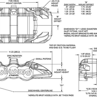 Wilwood Aero6 Caliper – Part No: 120-15893 & 120-15894
