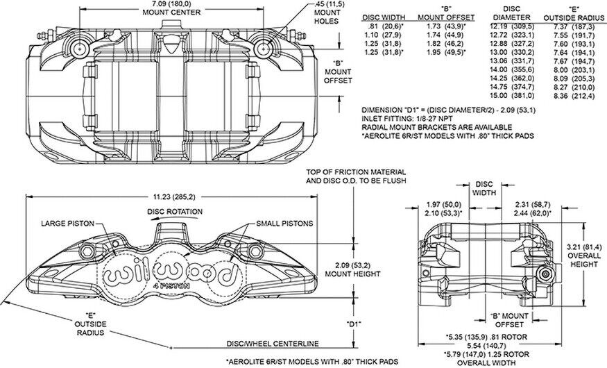 Wilwood Aero6 Caliper – Part No: 120-15893 & 120-15894